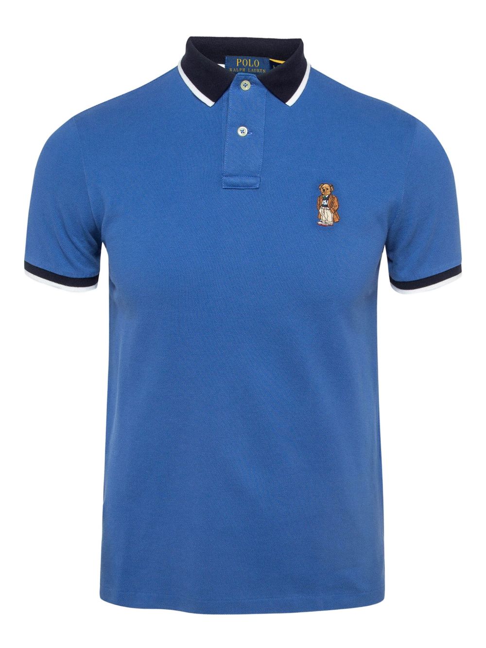 Bear-motif polo shirt - Blue