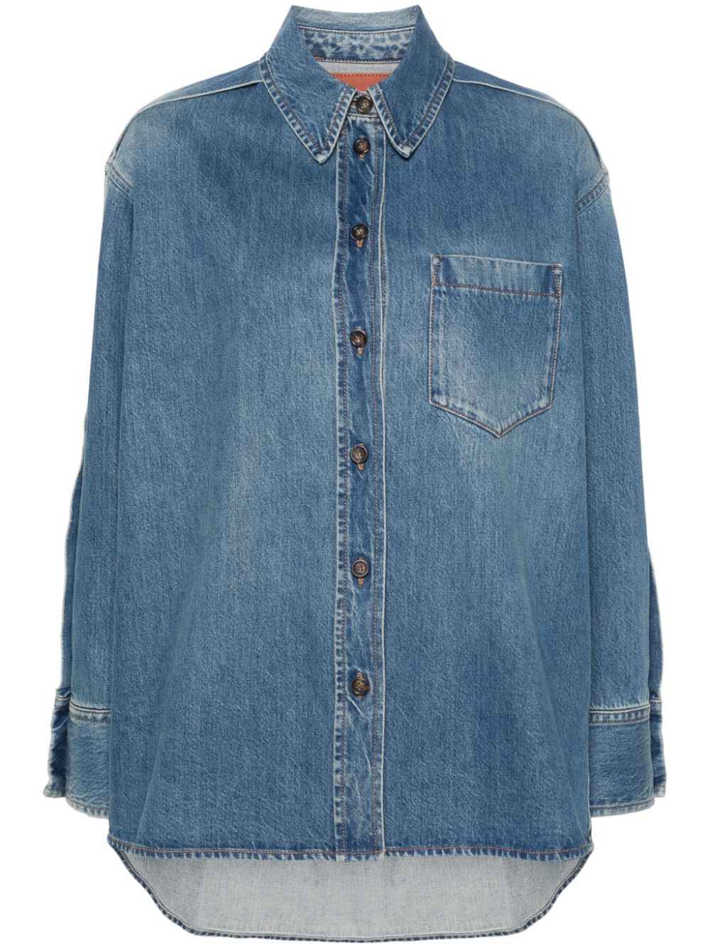 Pleated denim shirt - Blue