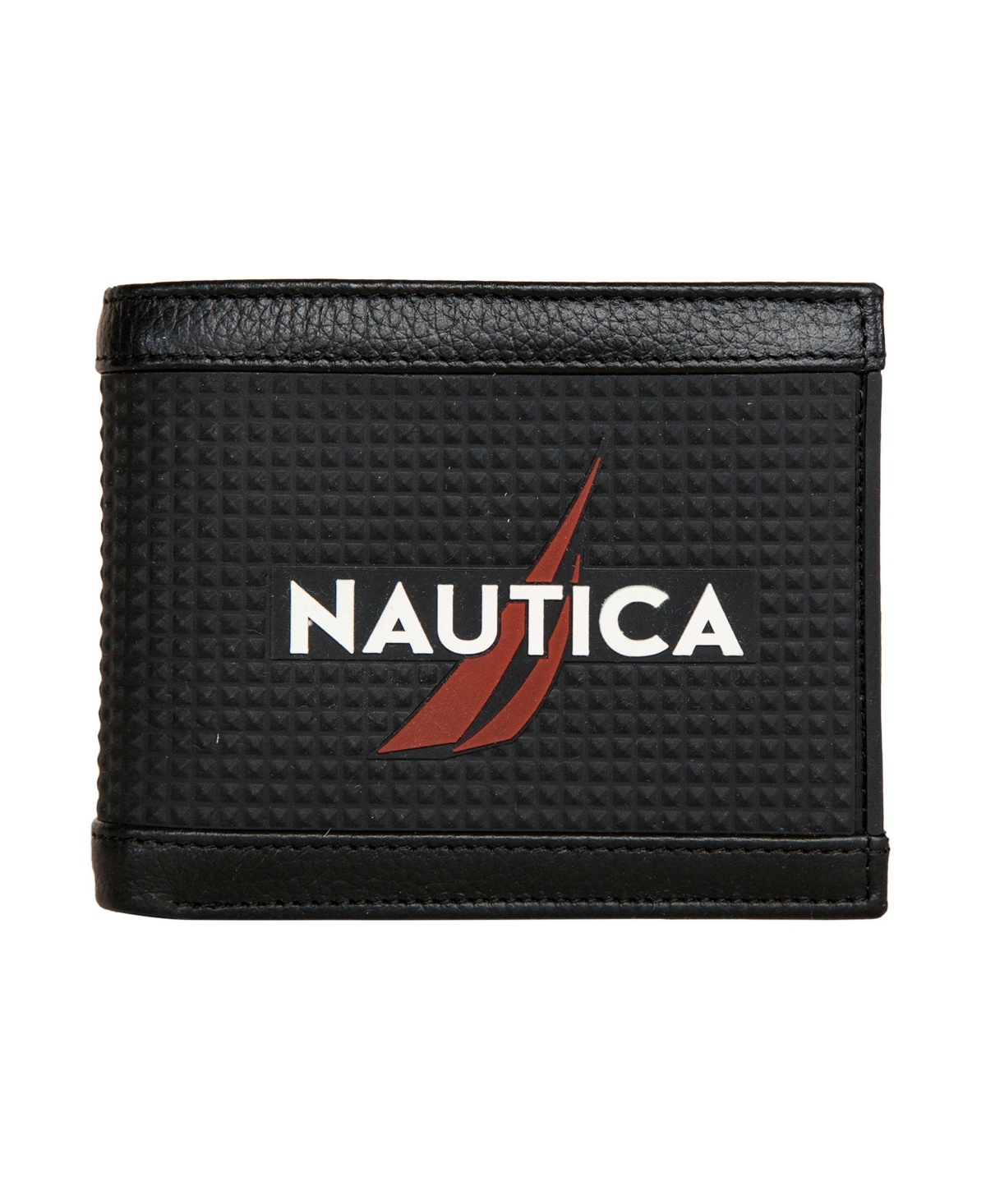 Men's Logo Rubber Leather Bifold Wallet - Black