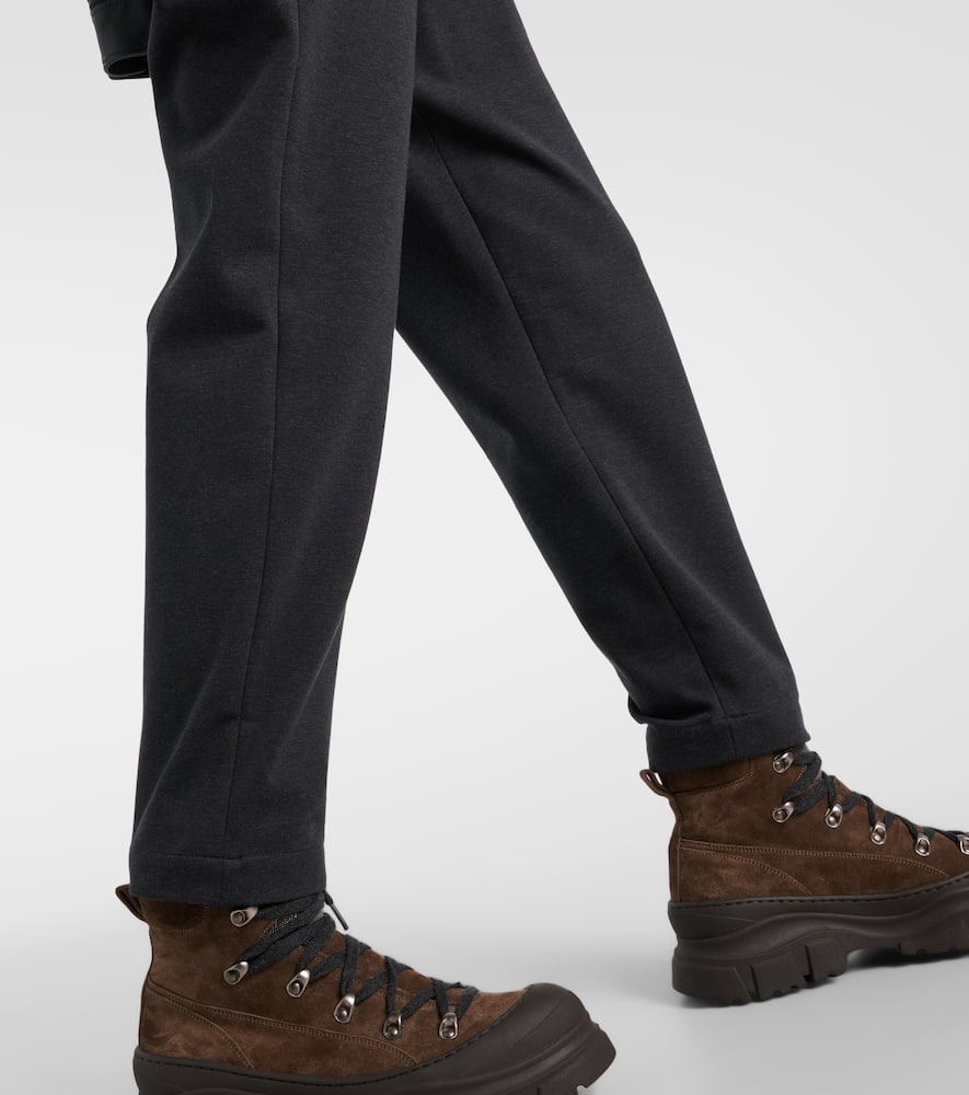 Pleated cotton-blend jersey sweatpants