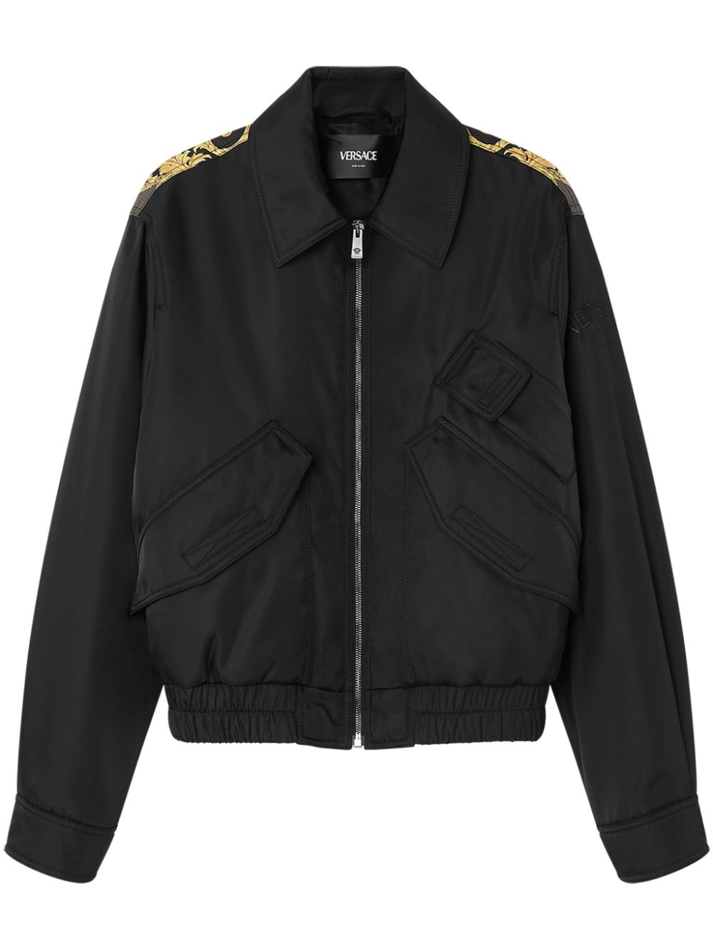 Barocco-print blouson jacket - Black