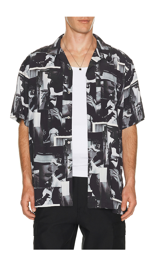 Vowels Printed Still Shirt in Black - Black. 1 also