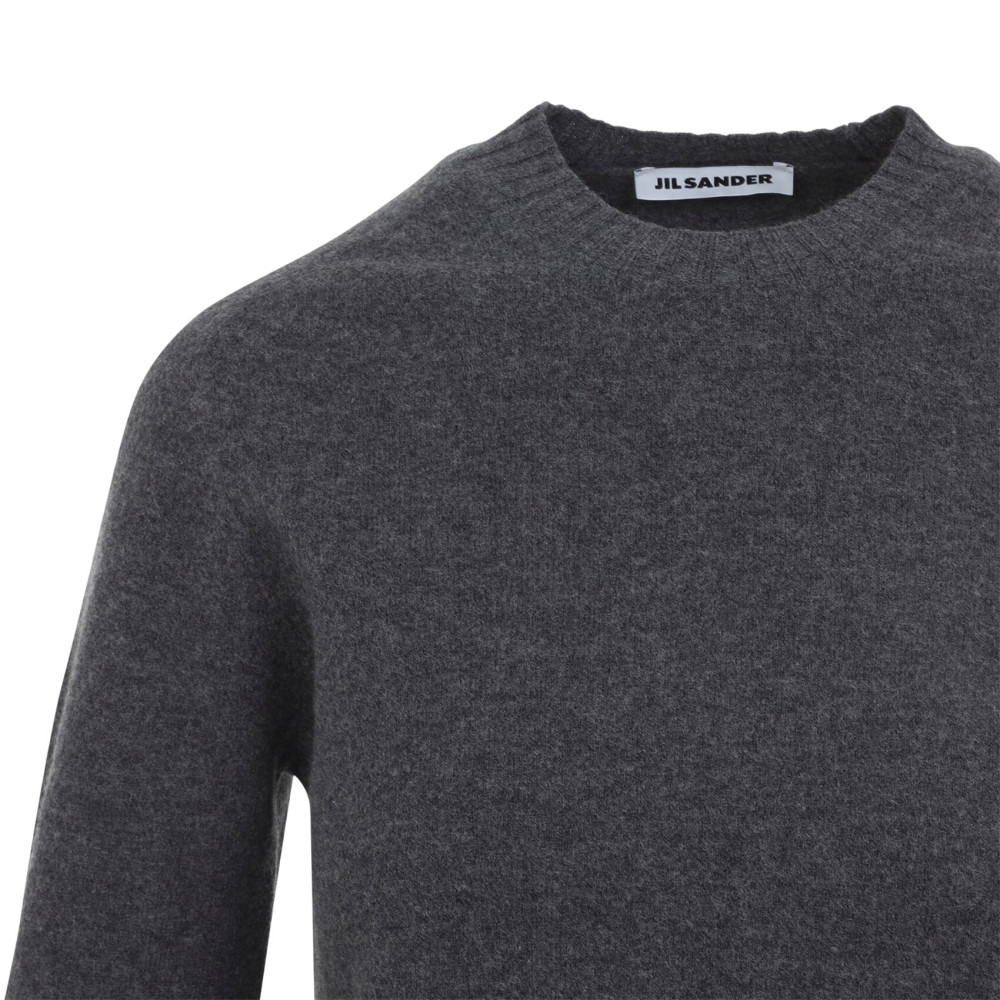 Grey Solid Crew Neck Sweater