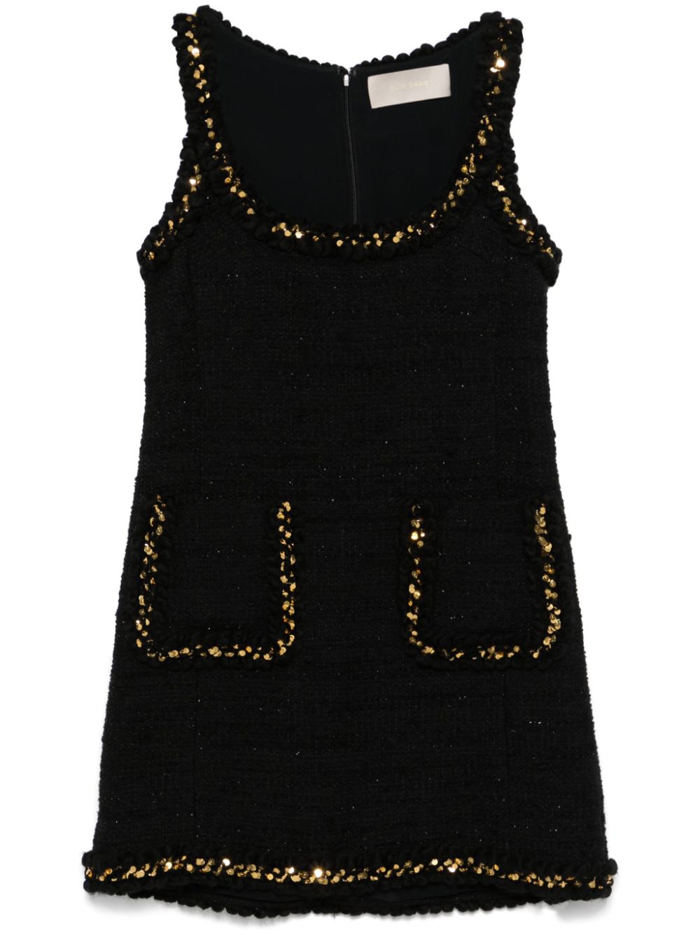 Embroidered tweed mini dress - Black