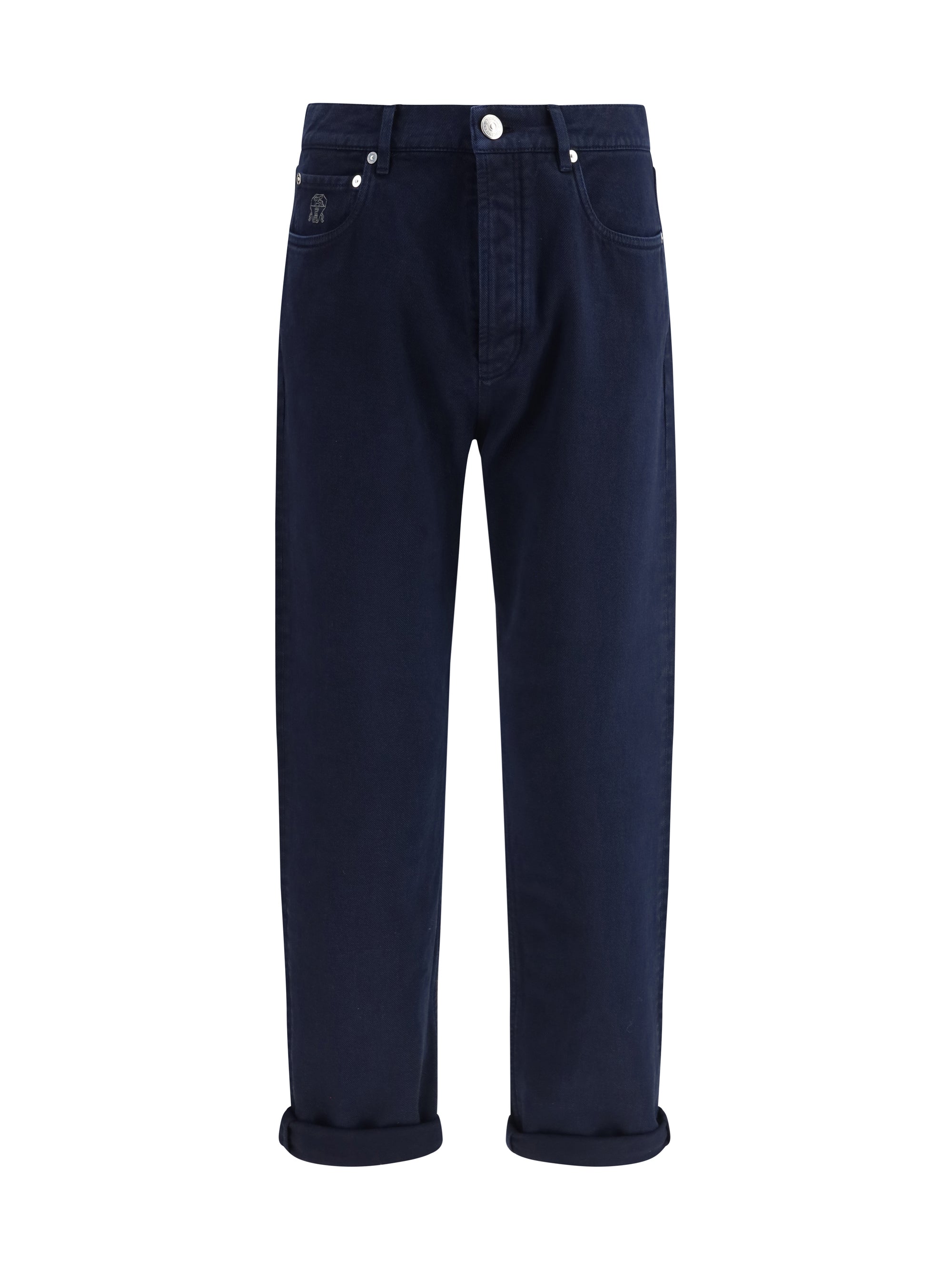 Garment-Dyed Cotton Jeans — Navy