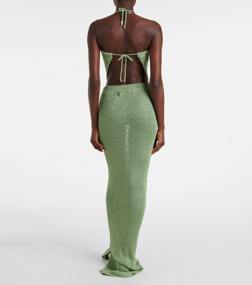 Liz sequined knitted halterneck top