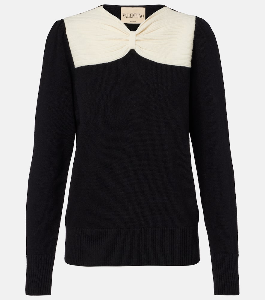 Bow-detail virgin wool sweater