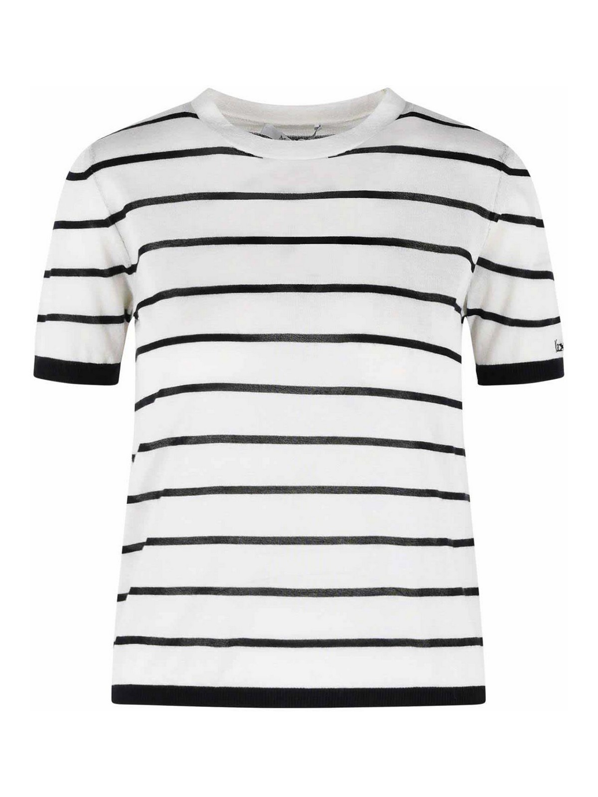 Max Mara - favetta cashmere silk striped crew neck t shirt