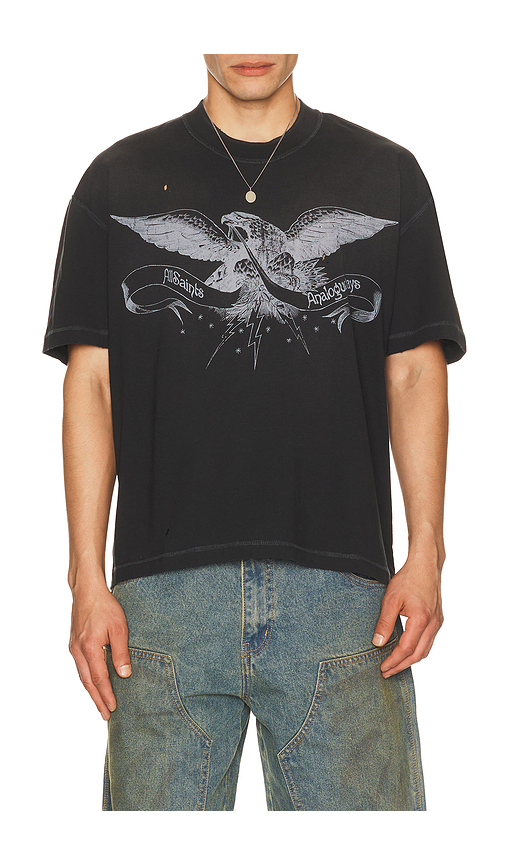 ALLSAINTS Aeterna Crew Tee in Black. S. Also in M, L, XL/1X