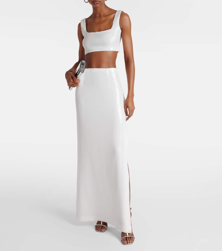 Bridal Beating Heart sequined maxi skirt
