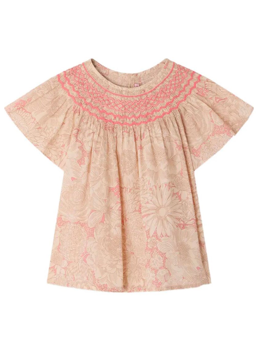 Adelice Smocked And Hand-Embroidered Blouse In Liberty Organi