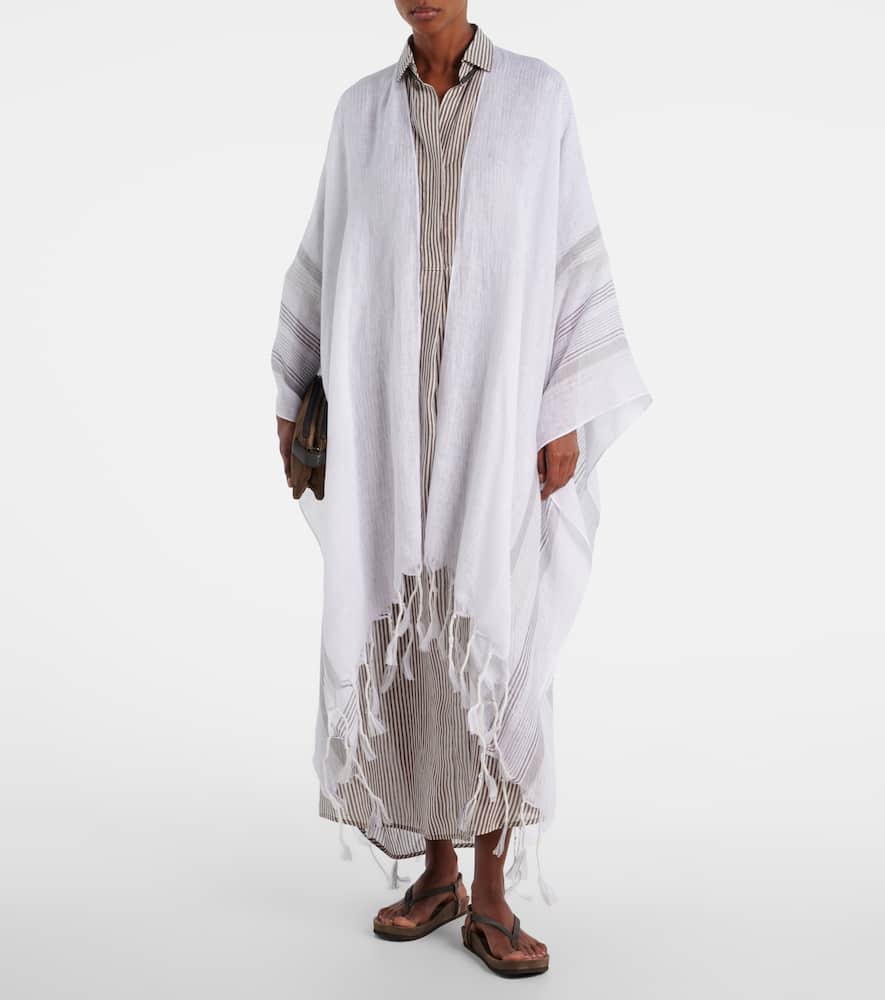 Fringed linen poncho