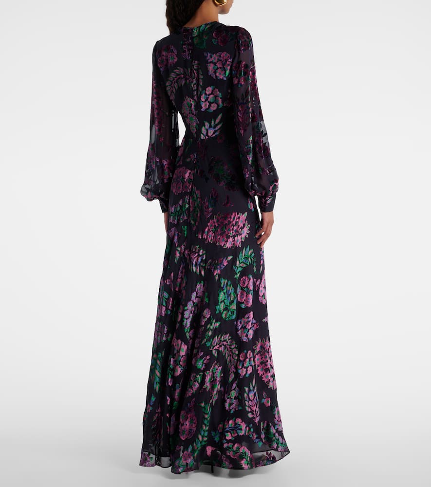 Embroidered sheer gown