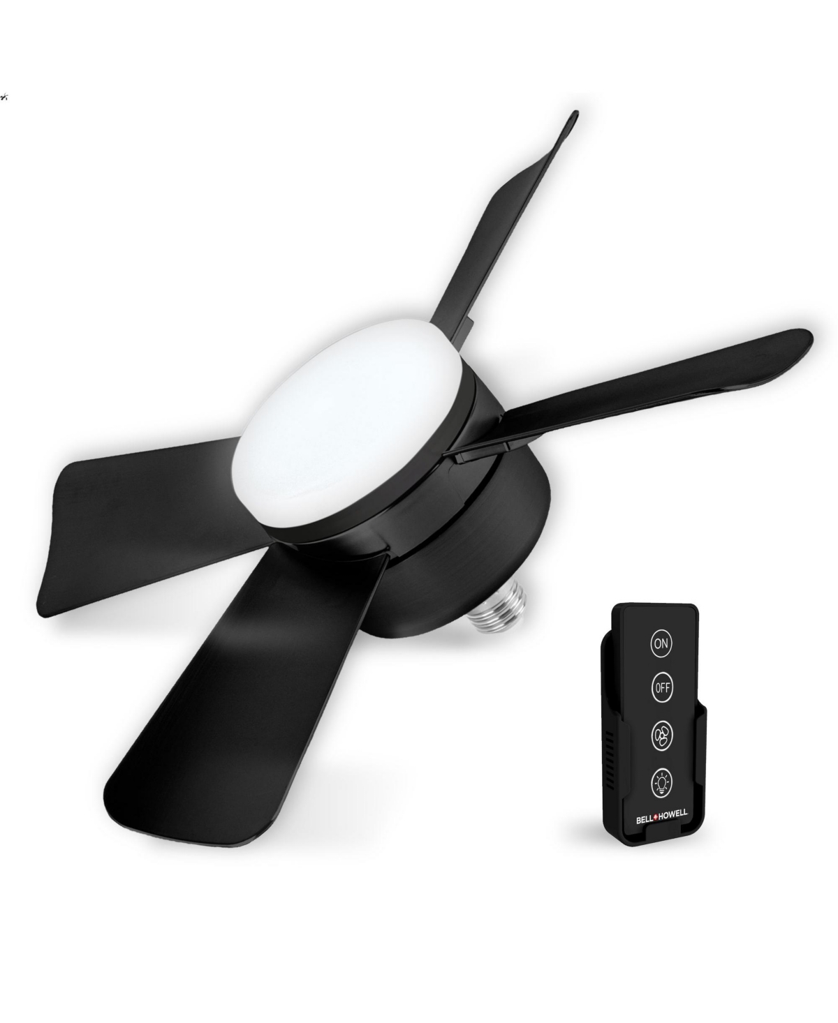 Socket Fan 15.7 in. Indoor Led Bright White Ceiling Fan with Remote - Black