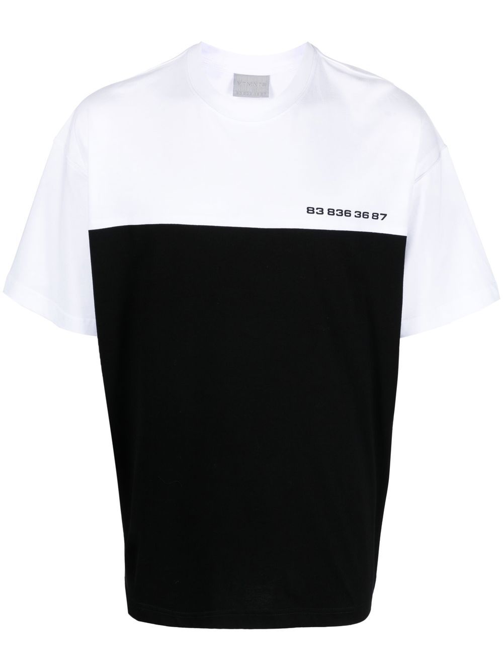 Number-print two-tone T-shirt - Black