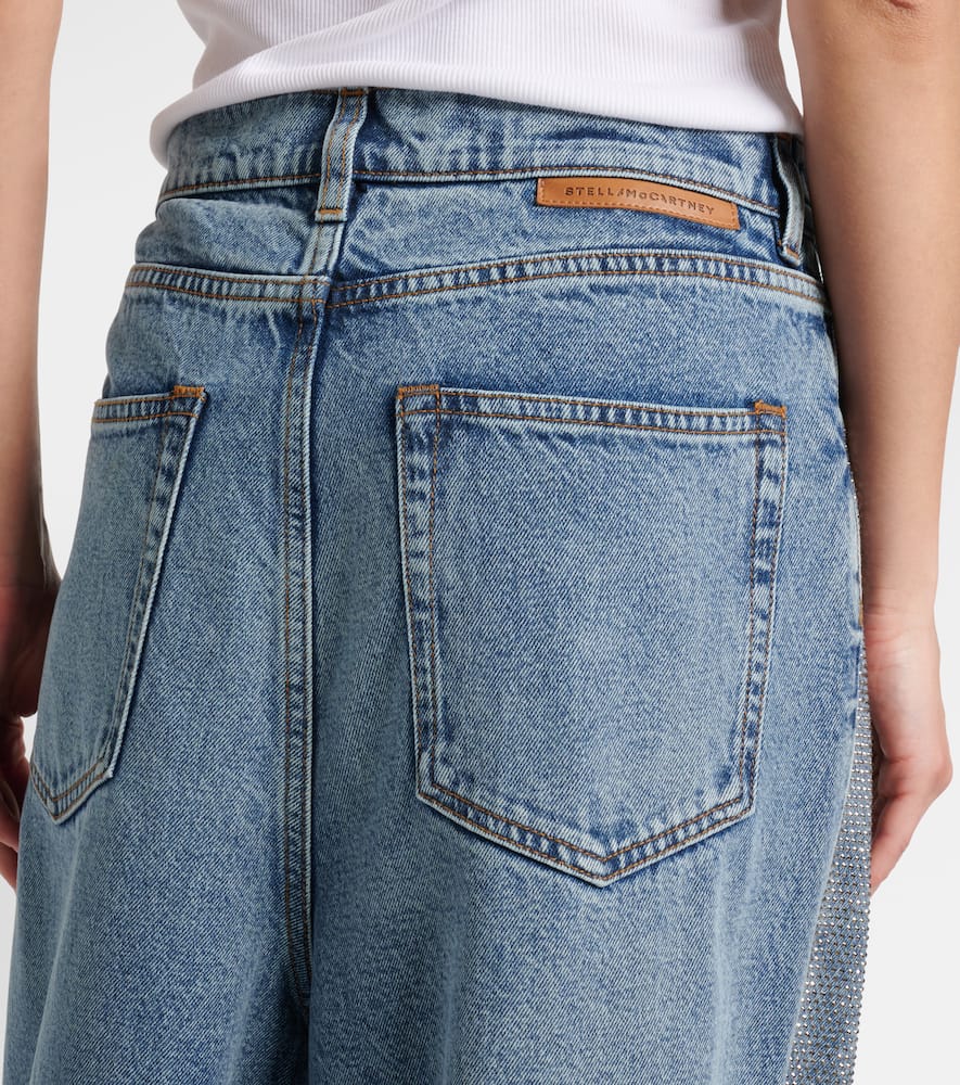 Crystal-embellished wide-leg jeans