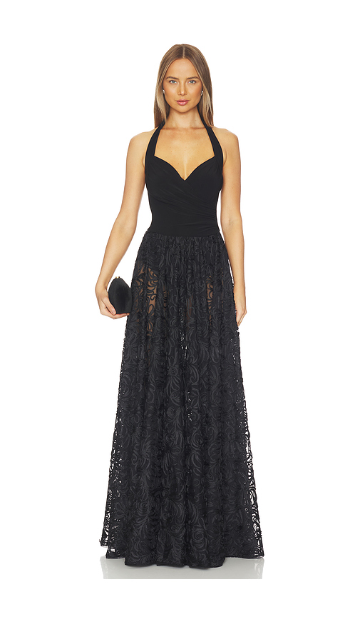 Norma Kamali Cayla Flared Gown in Black. XS. Also in