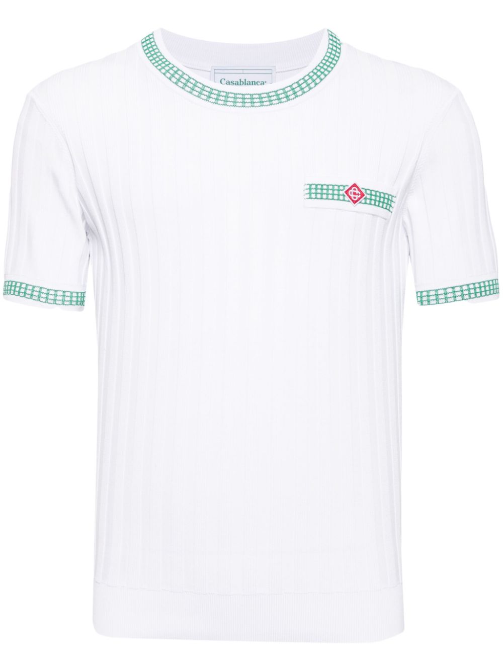 Crew-neck ribbed-knit T-shirt - White