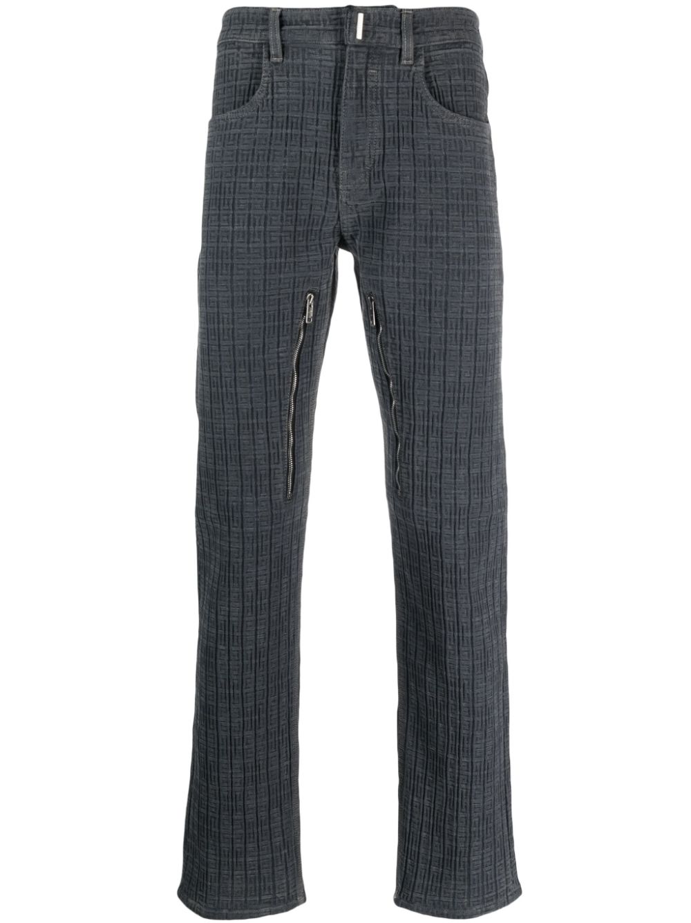 4G-pattern zip jeans - Grey