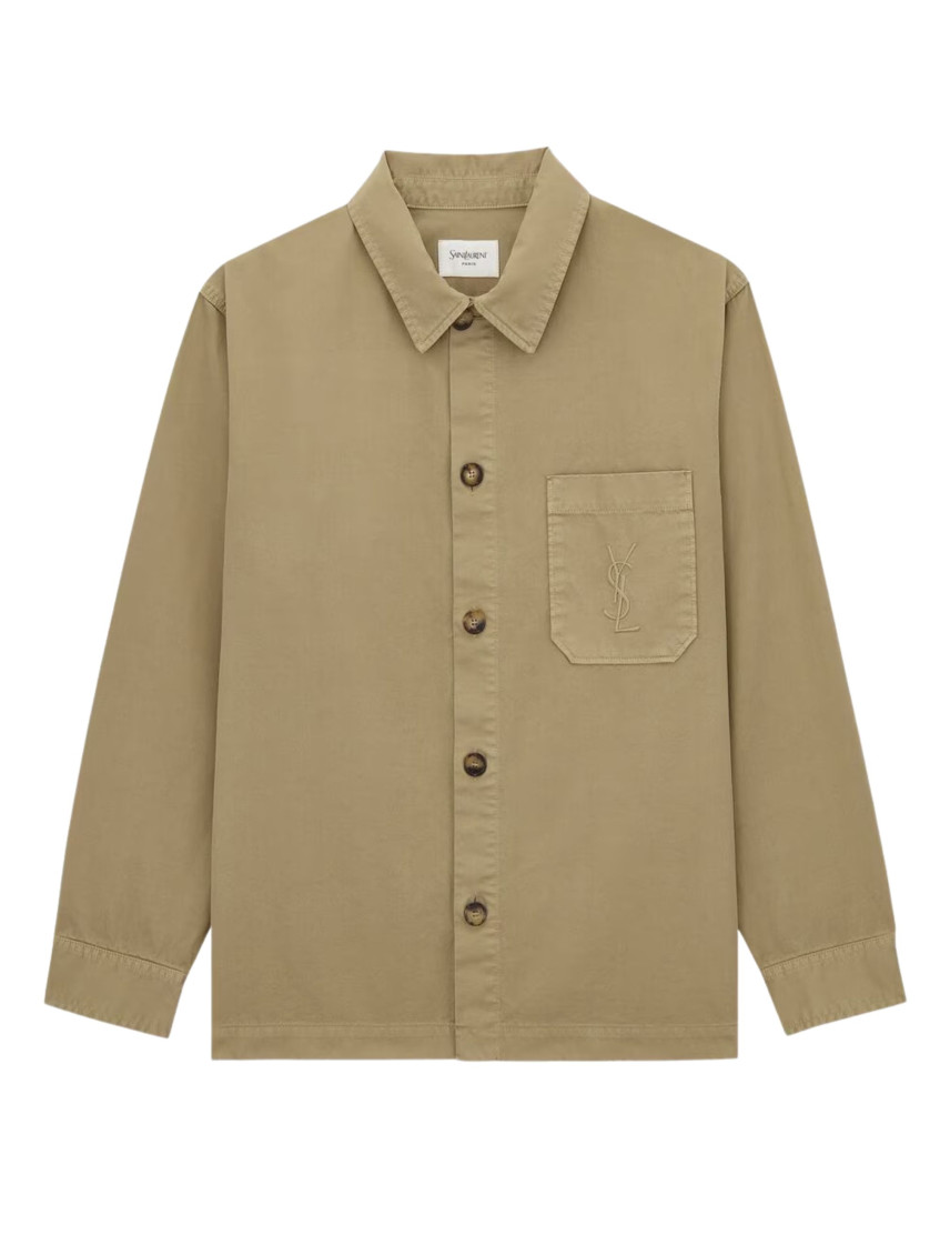 Saint Laurent - cassandre cotton overshirt pointed collar cuff