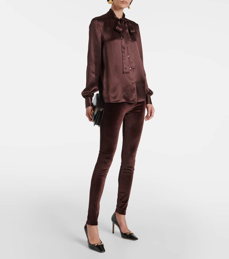 Logo velour leggings