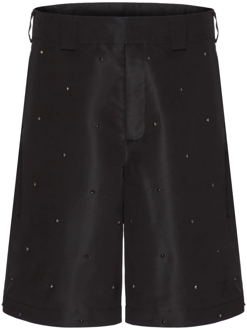 Rockstud-Embellished Silk Blend Shorts — Black