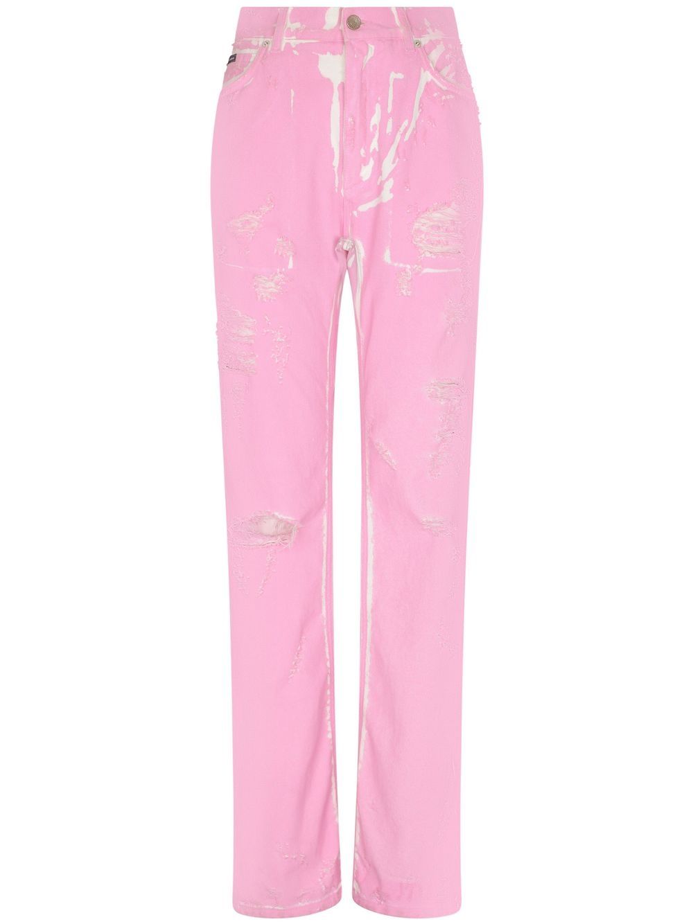 Distressed-detail denim jeans - Pink