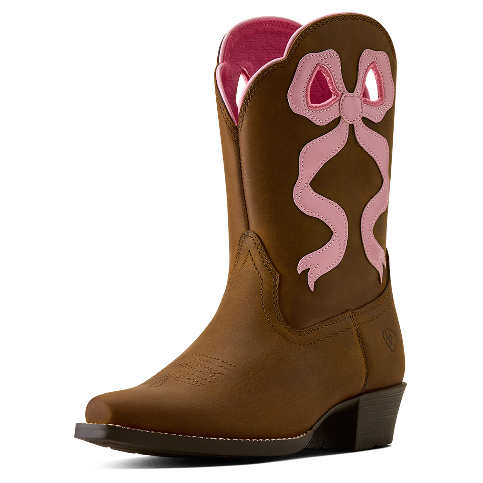 Kid's Lil Beaux D Toe Western Boots in Distressed Brown, B Medium Width, Size 10, by