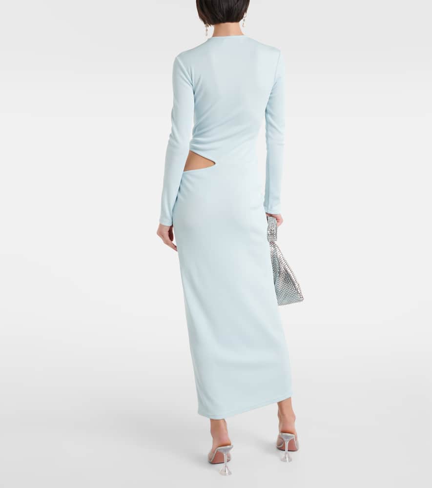 Gathered cutout jersey midi dress