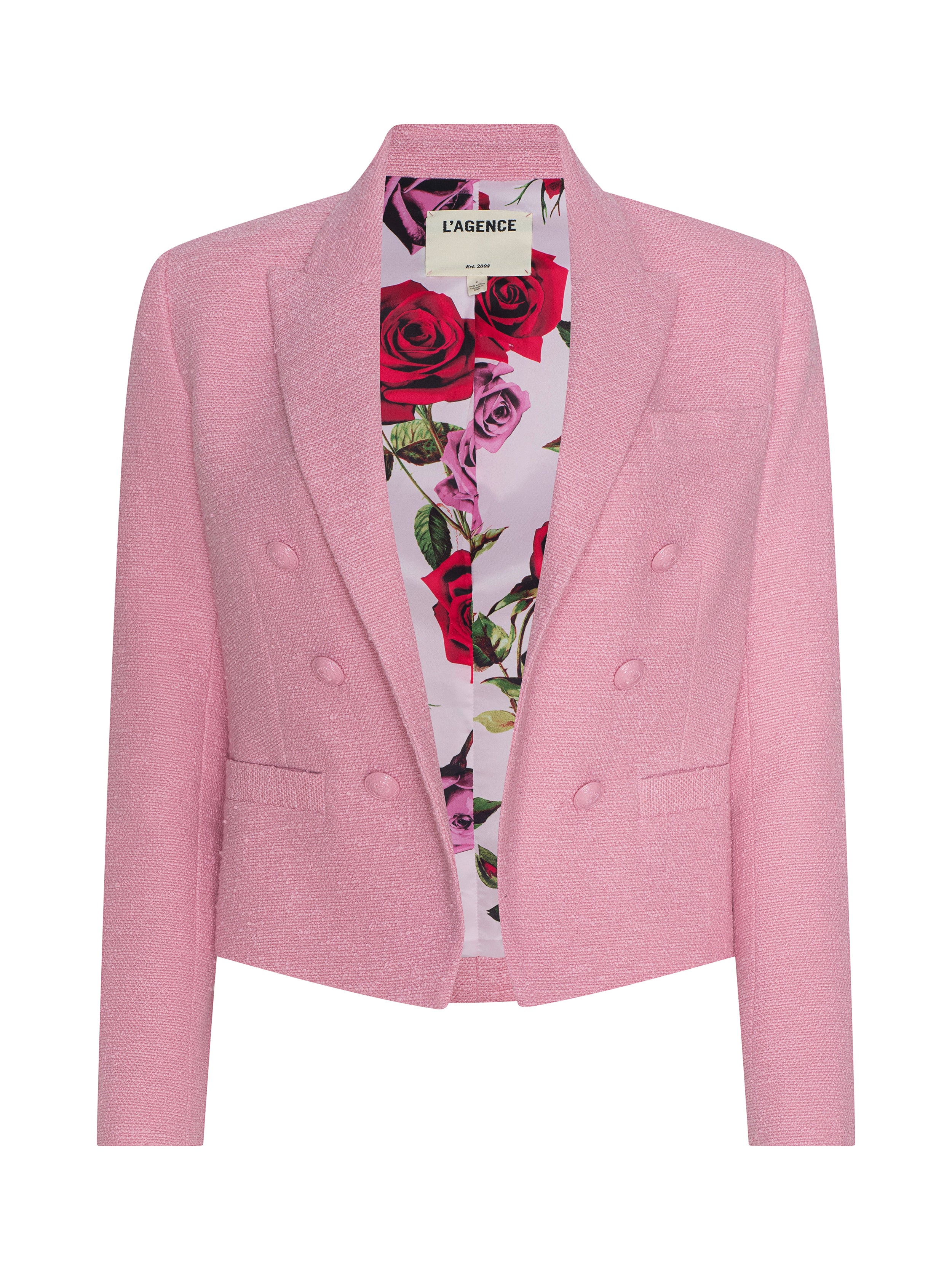 Brooke Tweed Blazer In Fondant Pink/pink Multi Romantic Rose