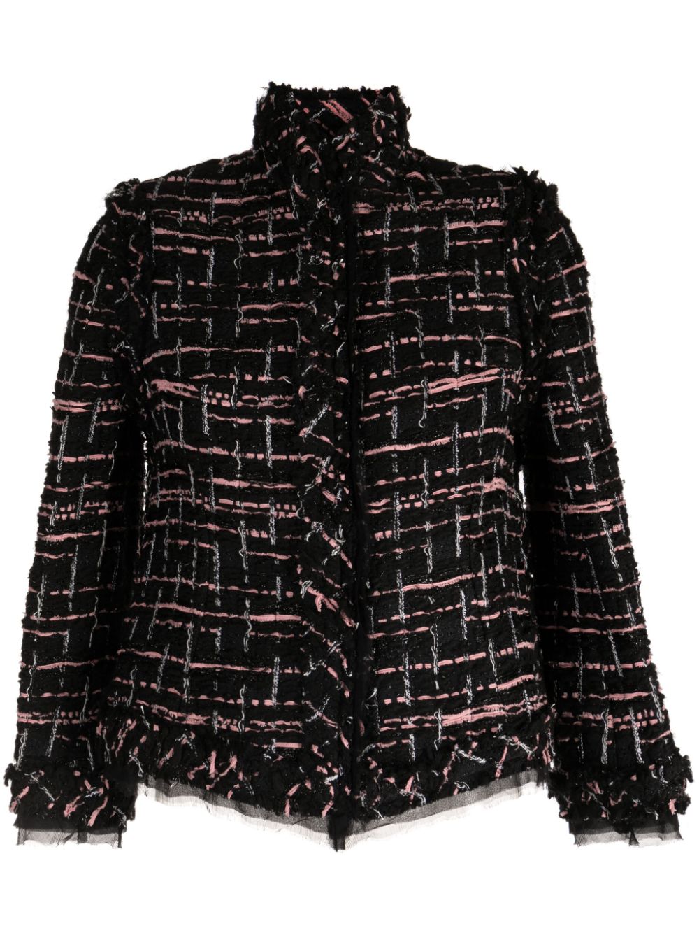 Tweed high-neck jacket - Black