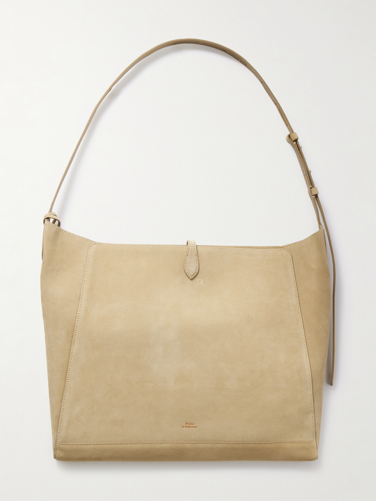 Debossed Suede Shoulder Bag - Beige
