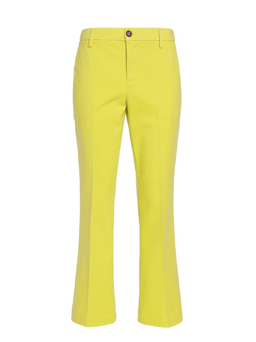 Yellow Cropped Flared Trousers