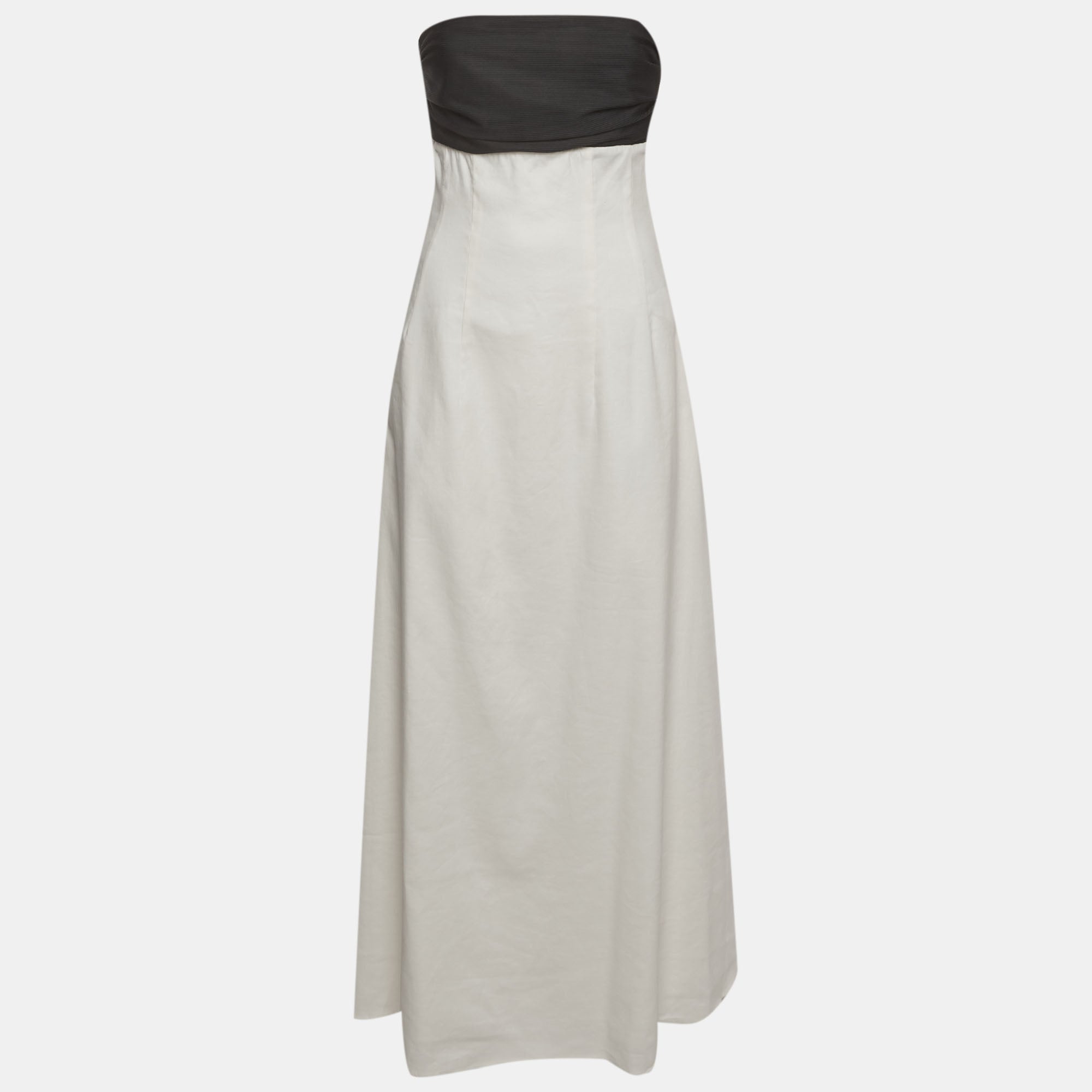 White/black Cotton Strapless Marcia Dress