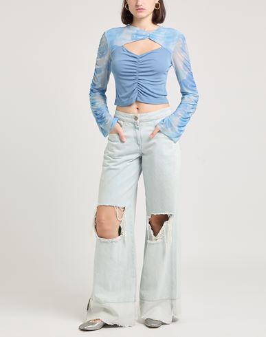 Woman Top Azure Size 12 Polyamide, Elastane, Rayon