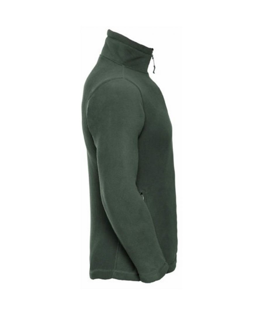 Russell Athletic Mens 1/4 Zip Outdoor Fleece Top Bottle Green