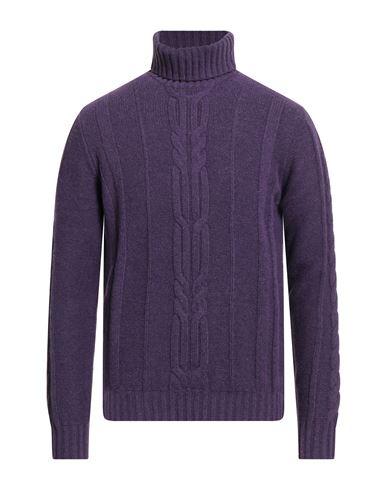 Man Turtleneck Purple Size 40 Merino Wool, Alpaca wool, Polyamide