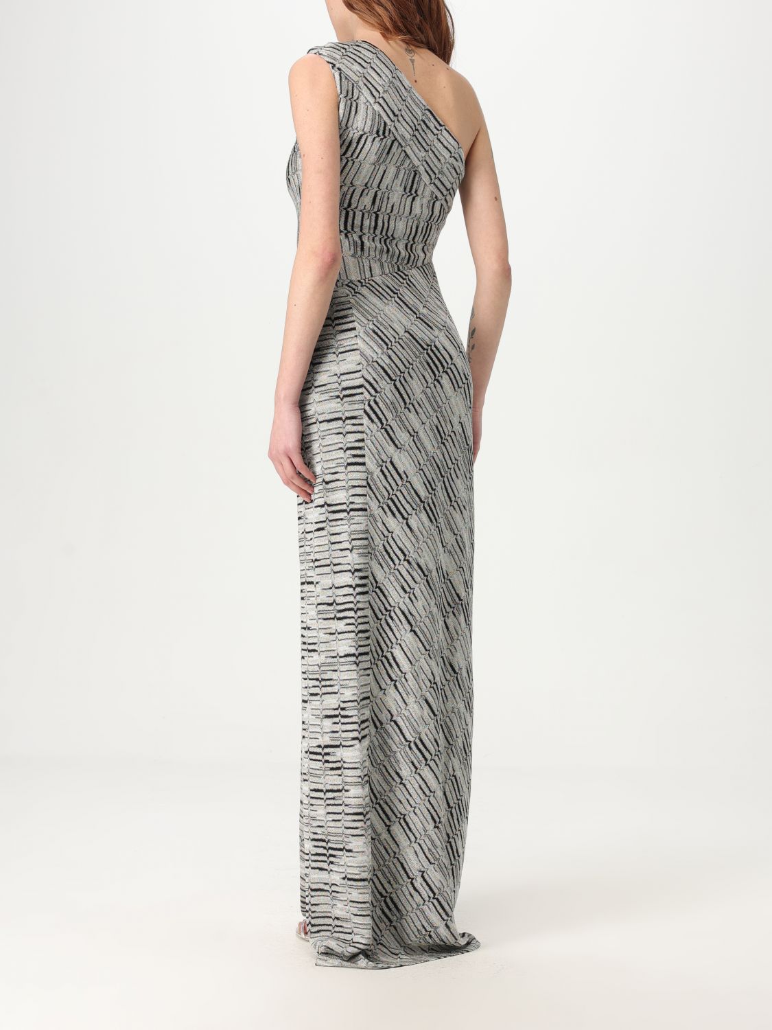 Greek-pattern maxi dress - Silver
