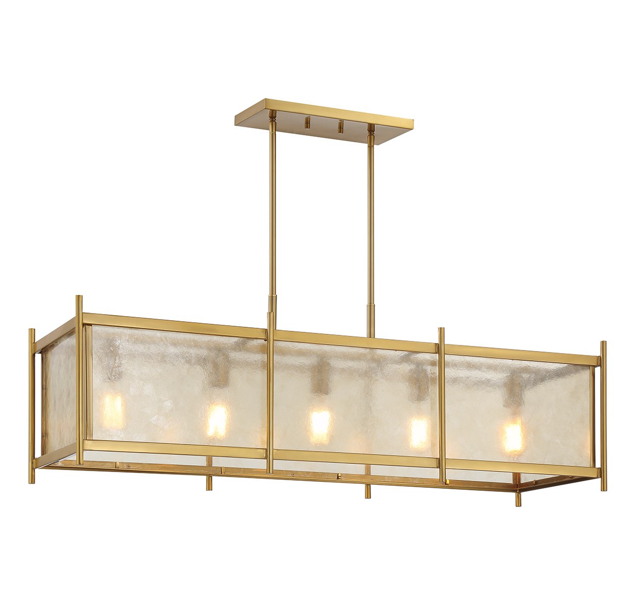 Warm Brass Five Light Linear Chandelier from the Jacobs Collection