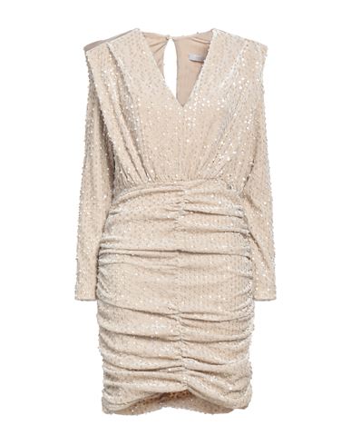 Relish Woman Mini dress Beige Size 4 Polyester, Elastane