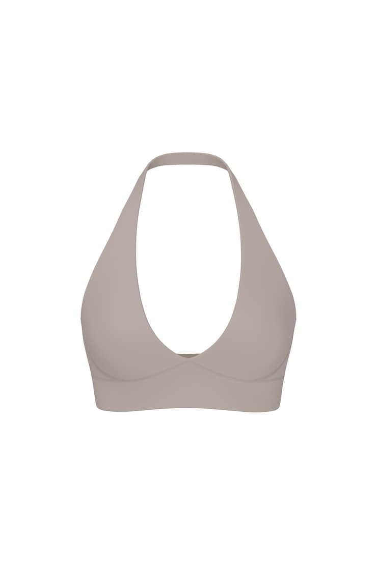 Active Plunge Halter Bra - Beige - Women Clothing