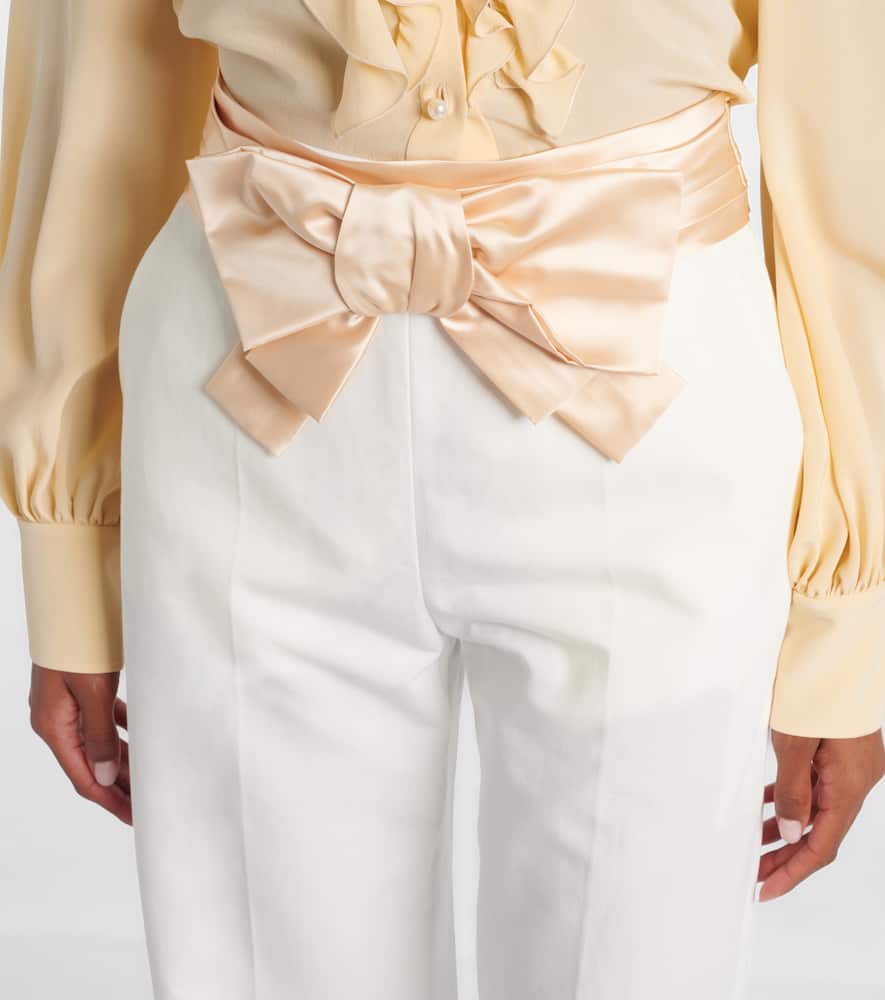 High-rise cotton and linen straight pants