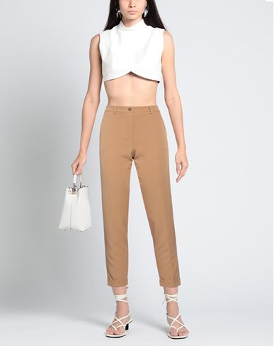 Woman Pants Camel Size 2 Polyester, Elastane