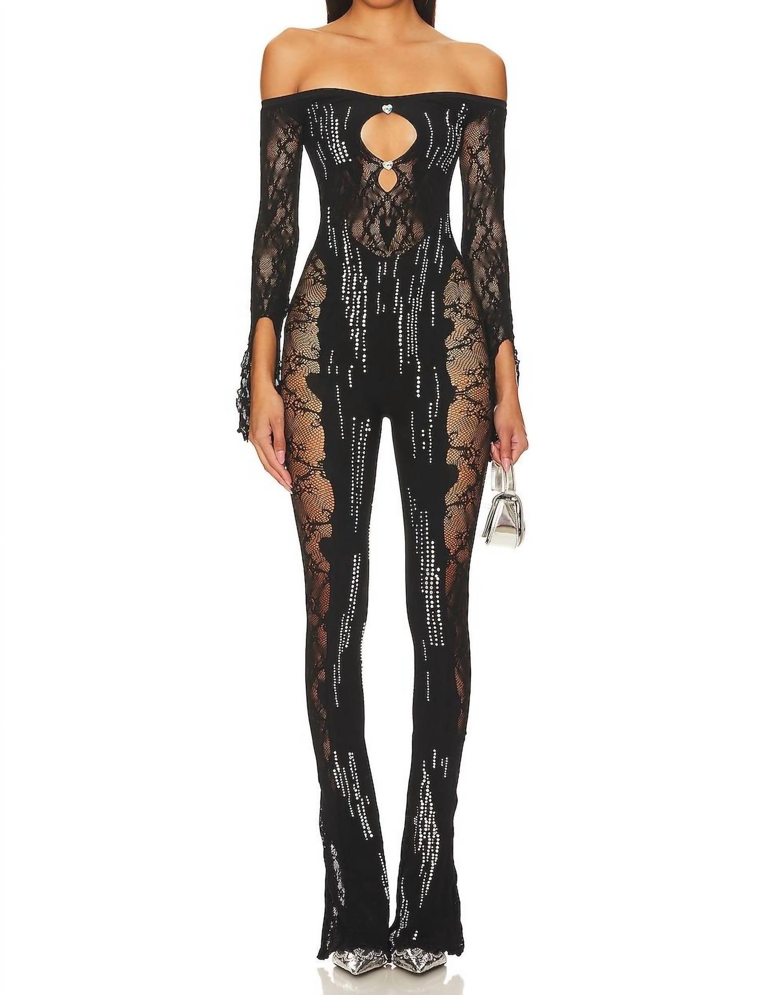 Adella Shapewear Off The Shoulder Jumpsuit In Black