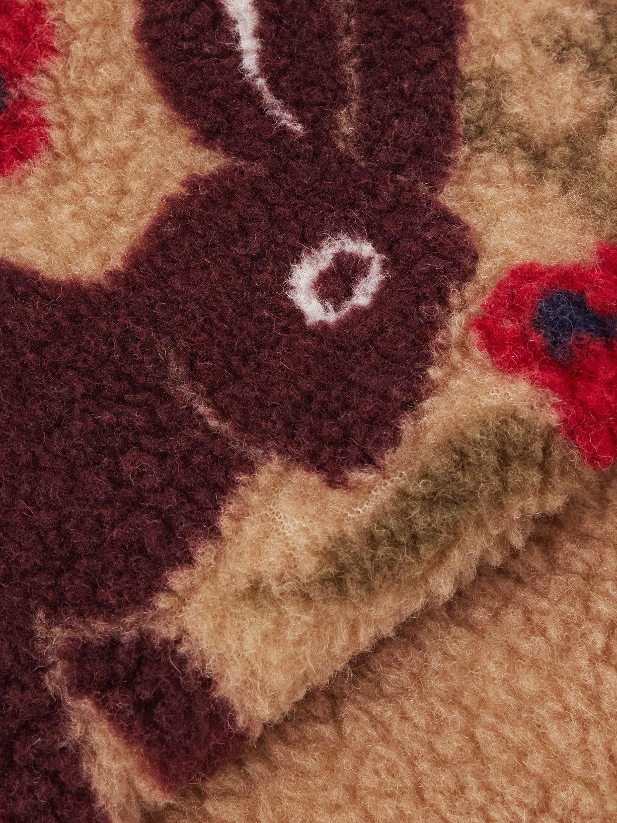 Printed Fleece Half-zip Sweater - Brown