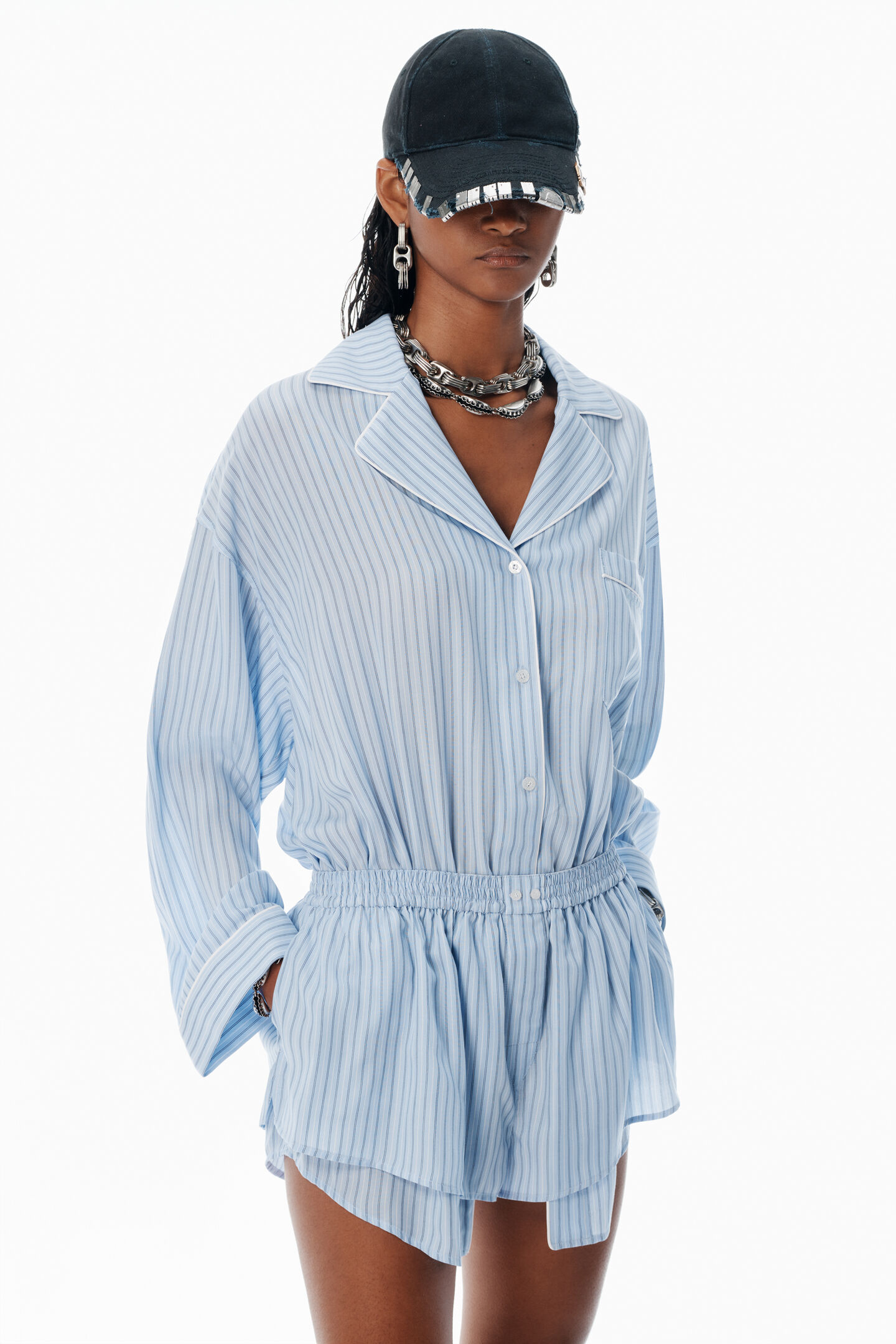 Women's Blue Pre-Styled Pajama Romper