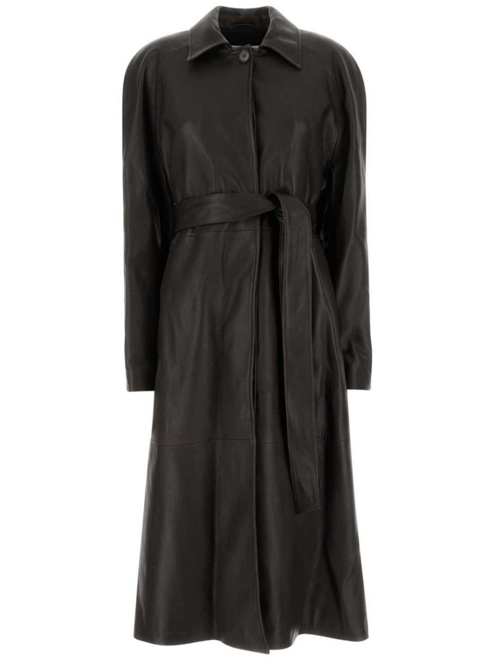 Belted leather jacket - Brown
