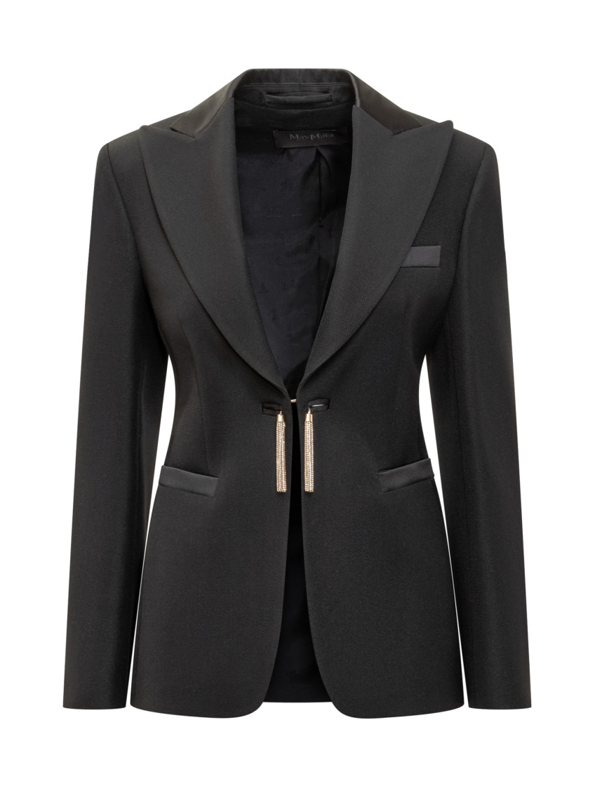 Black Solid Shawl Lapel Blazer