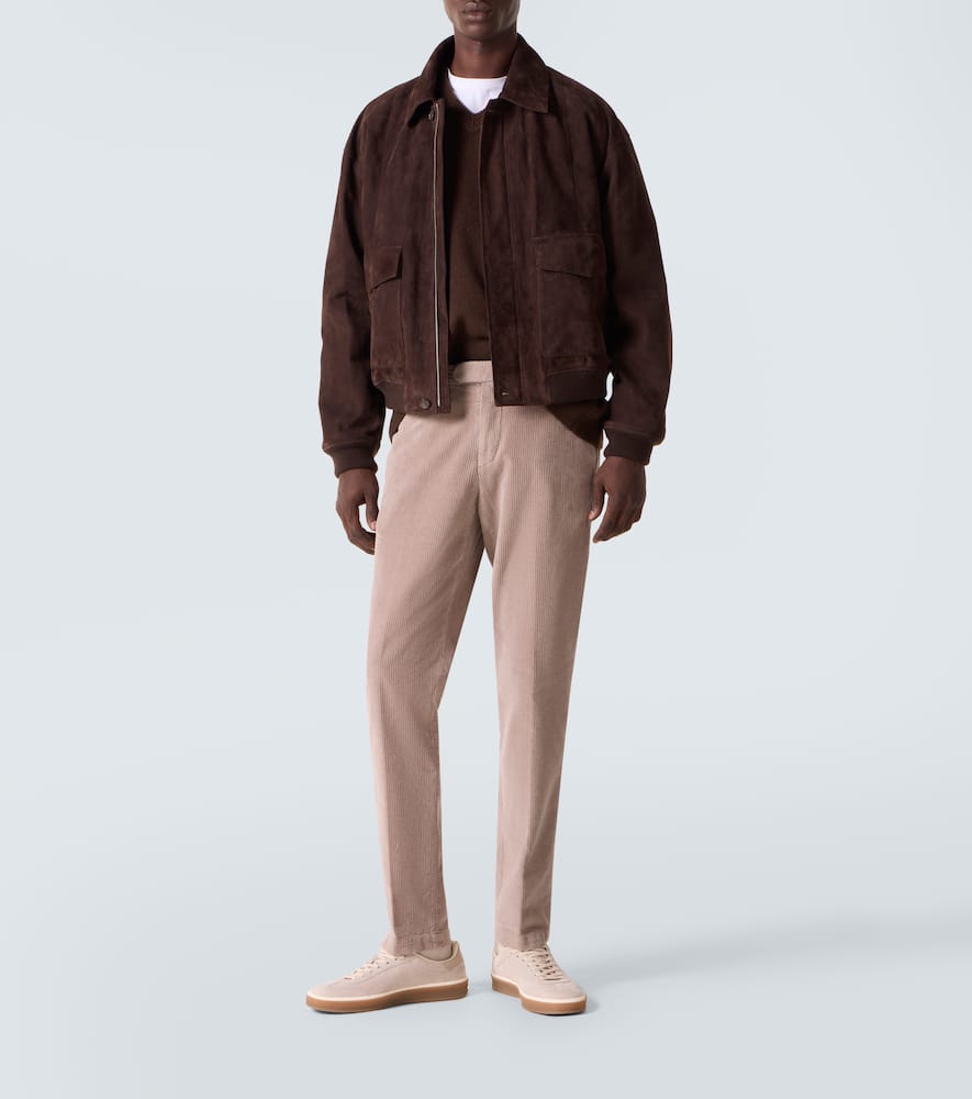 Cotton-blend corduroy slim pants