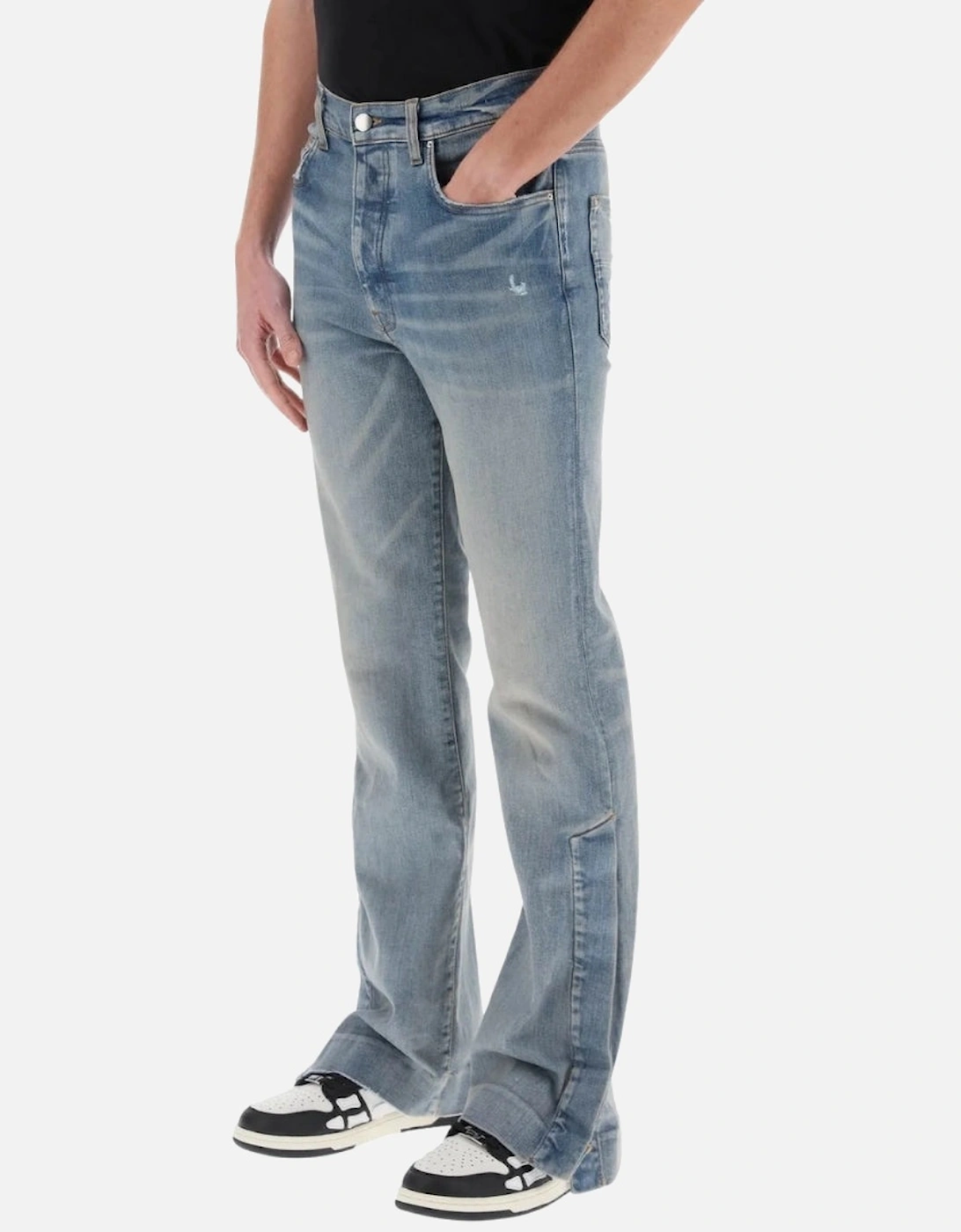 Men's Amiri Stack Kick Flare Leg Clay Indigo Blue Jeans - Size: 32/31